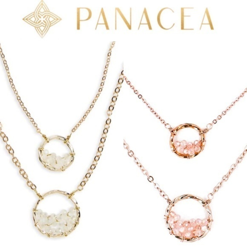Panacea Crystal Circle Double Chain Necklace